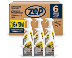 ZEP Leer Reiniger en Conditioner - 6 x 750 ml - 2-in-1 met UV-bescherming - Voor Leren Bankstel, Auto-interieur, Tassen en Kleding