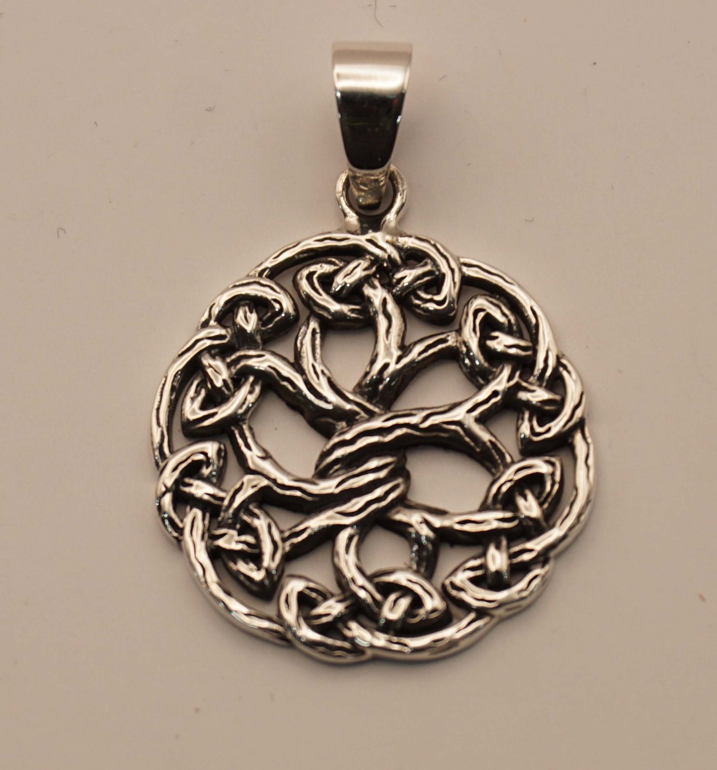 Zilveren hanger geknoopte boom - sterling zilveren hanger keltische boom - levensboom hanger voor aan ketting - tree pendant 925 silver for collier - sierlijke bomen hanger