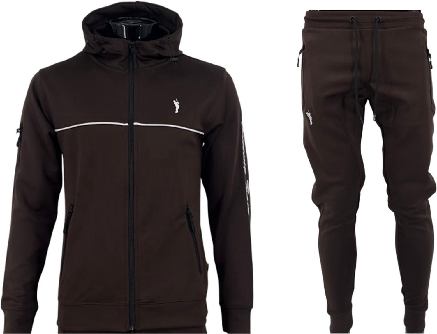 Hitman - Trainingspak Heren - Joggingpak Heren - Sportkleding Heren - Cadeau voor Man - Donker Bruin - Maat XL