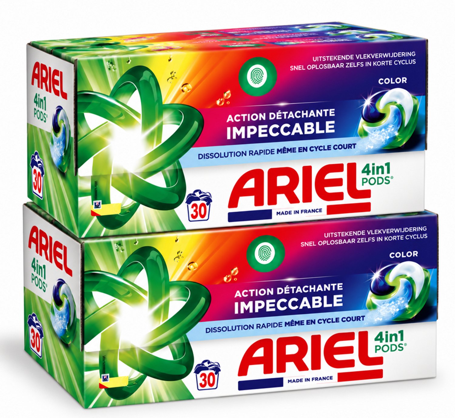 Ariel 4in1 Pods Color – Wasmiddel Capsules – 2 x 30 Stuks – 60 Wasbeurten – Krachtige Vlekverwijdering – Voor Gekleurde Was