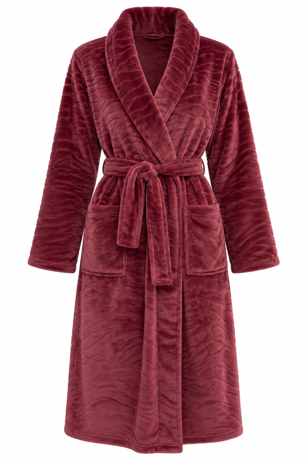 Cocodream Collections Dames badjas fleece – ochtendjas – zacht & warm - bordeaux