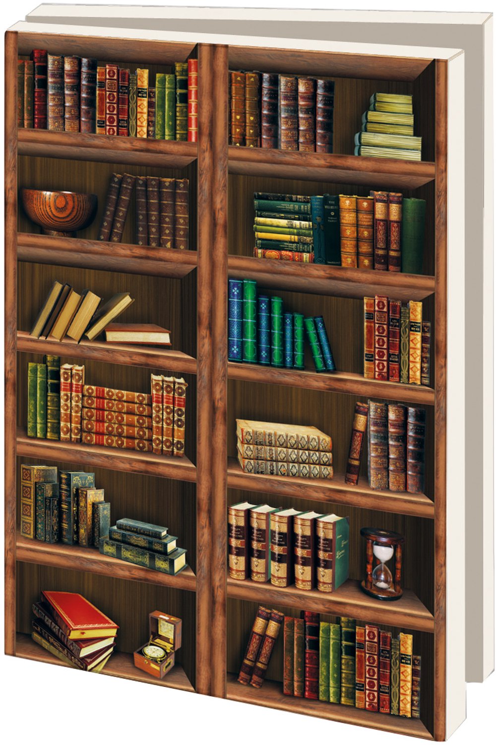 Kerstkaarten 10x - Kaartenmapje met env. Klein - Boekenkast - 5x2 motieven