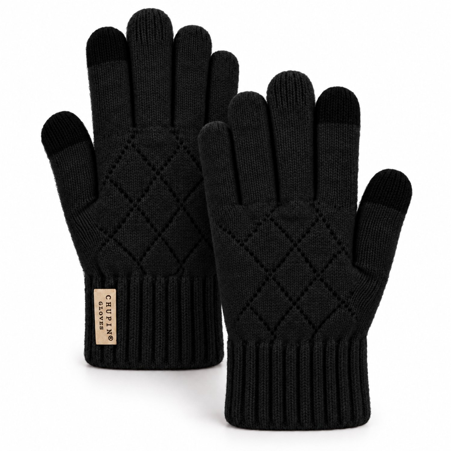 MoodLux Touchscreen Winter Handschoenen - 100% Zachte Acryl - Winddicht en Waterafstotend - Comfortabel One Size - Dames & Heren - Perfecte Pasvorm - Zwart