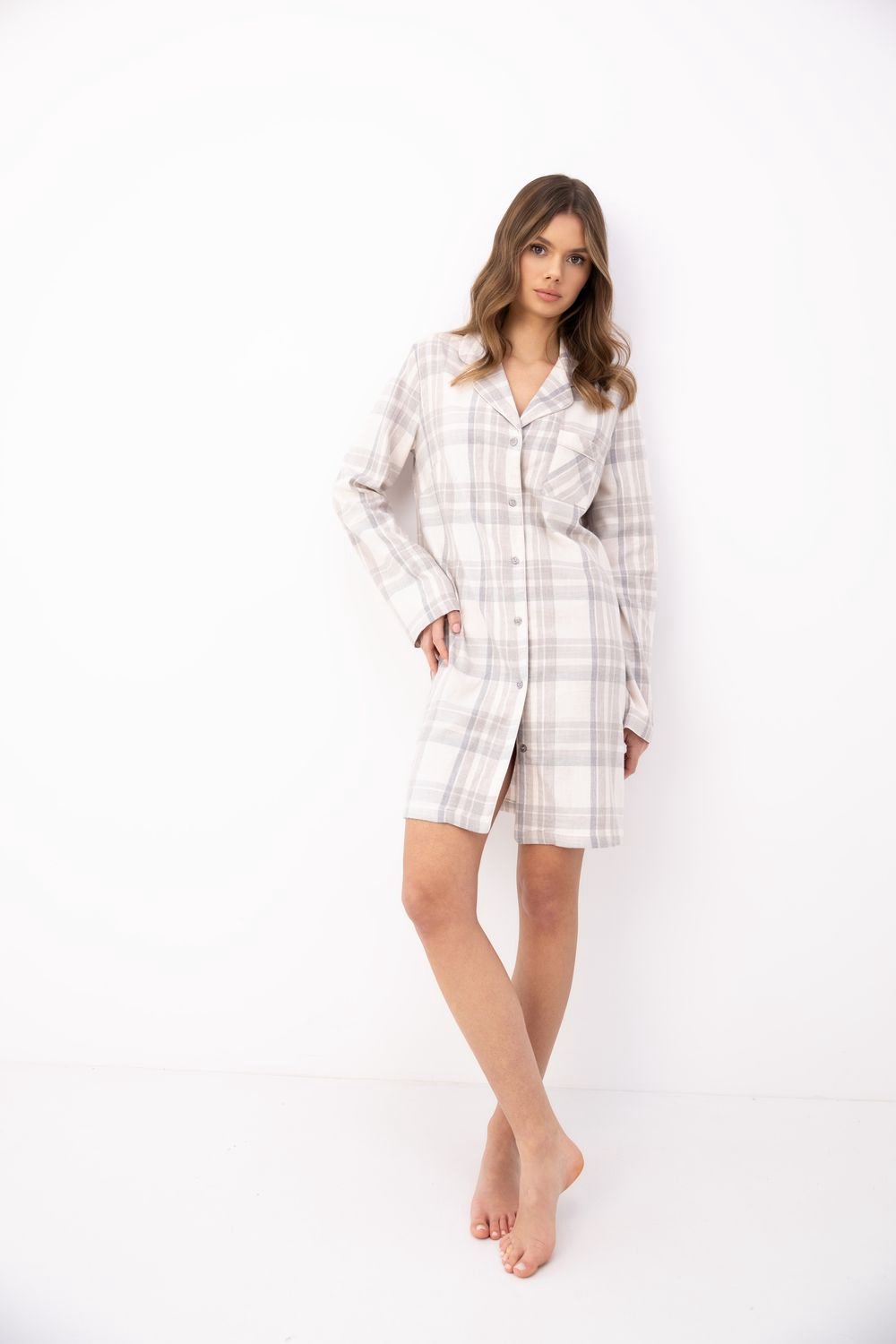 S& Sensis Sensis Flanellen Nachthemd Adora Dames 38 / Beige