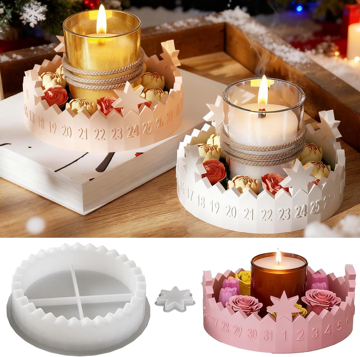 Gietvormen adventskrans set - siliconen - voor adventskalender - creatief decoreren m-winkel - m-winkel