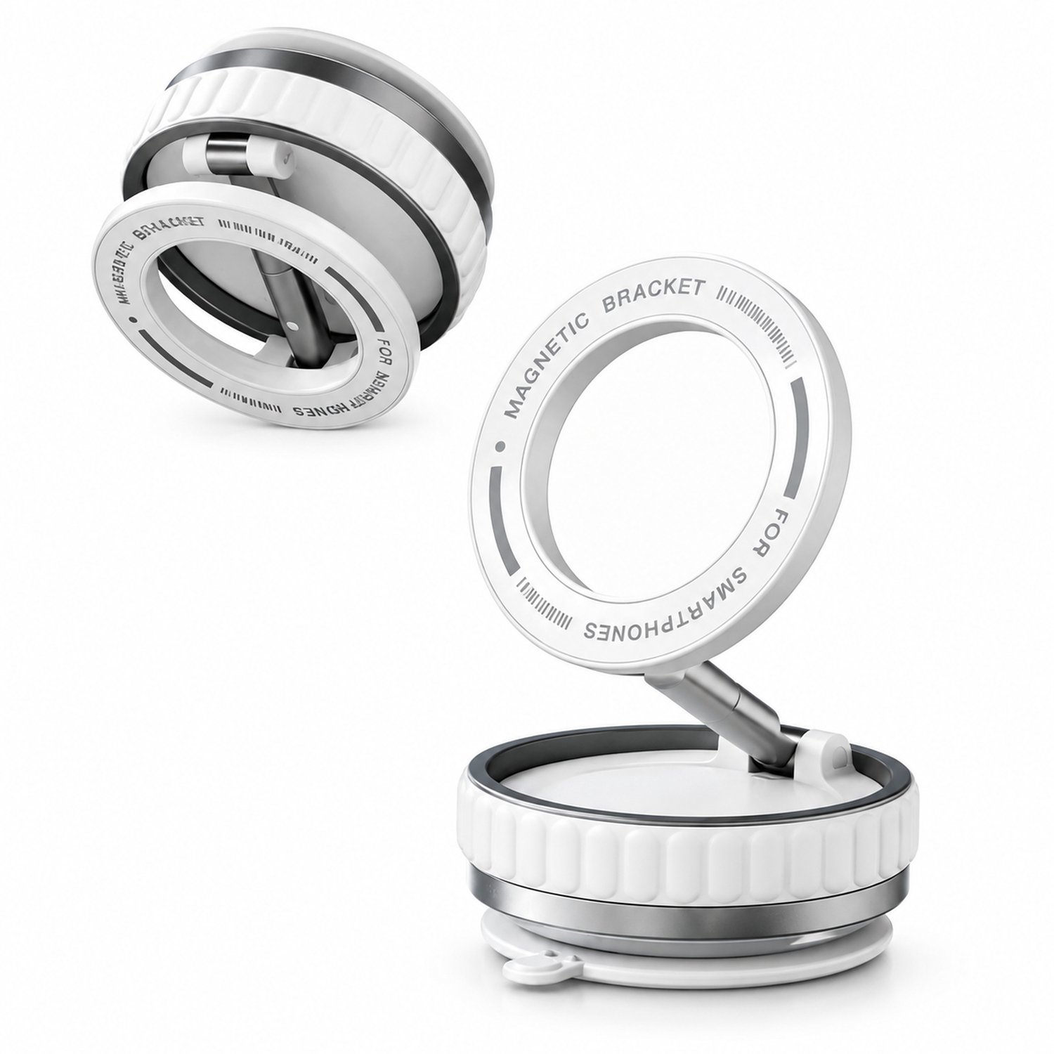 telefoonhouders auto met magnetische houder witte nanokleefvariant metalen staaf inklapbare constructie en N52 magneet