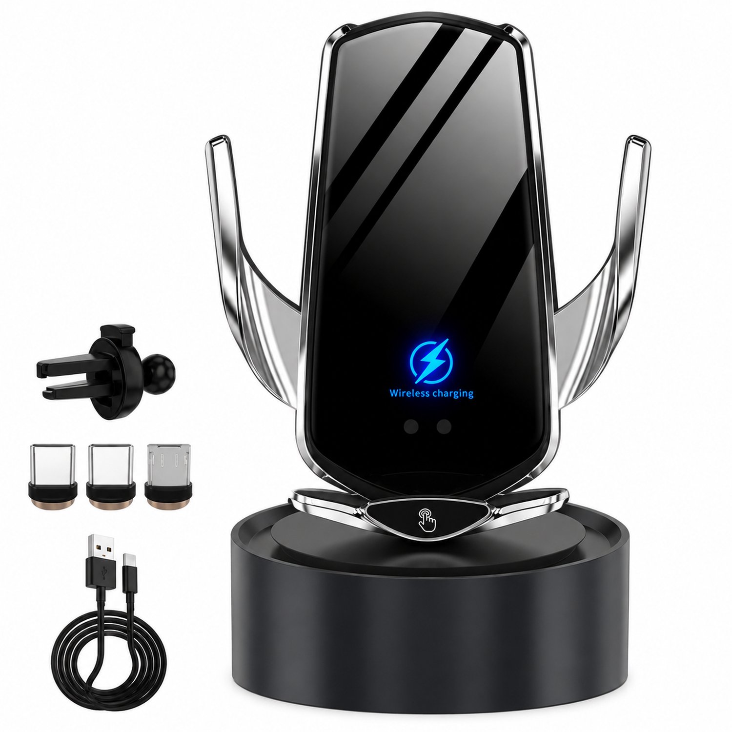 telefoonhouder - 15 W draadloos opladen - magnetische houder voor in de auto
