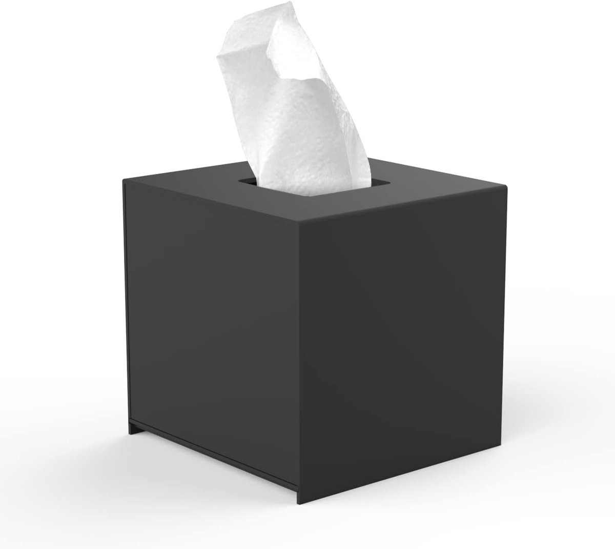 Cosmetische Tissue Box van Acryl, 14 x 14 x 14 cm, Waterdicht en Magnetische Bodem voor Badkamers, Keukens en Kantoren, Vierkant, Zwart