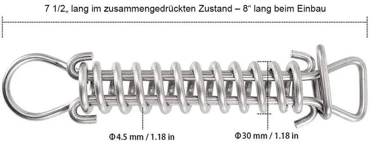 Set van 10 zwembadafdekkingveren, gemaakt van 304 roestvrij staal, 20 cm lang, corrosie- en UV-bestendig, Geschikt voor bovengrondse en ondergrondse zwembadafdekkingen.