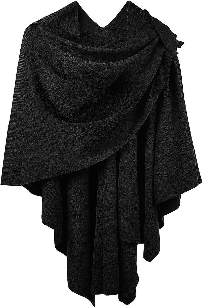 Elegante Dubbellaagse Poncho voor Dames, Warme Sjaal Wrap met Franje voor Lente en Winter, Perfect voor Avondkleding en Casual Outfits