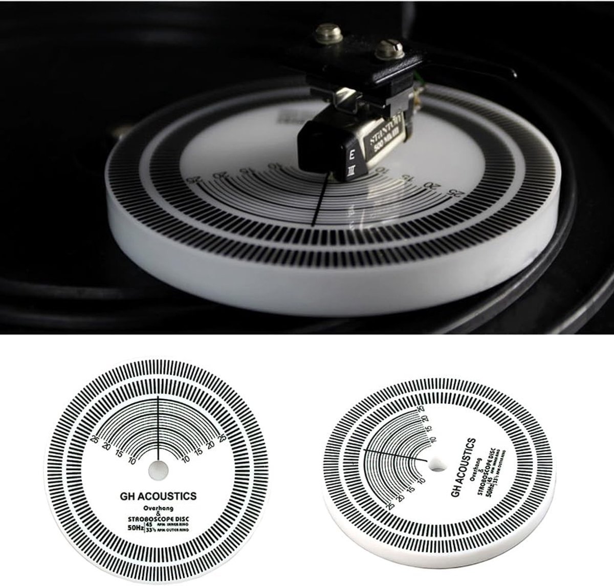 LP Strobe Disc voor Draaitafel Kalibratie, Snelheidsaanpassing met Dubbelzijdige Snelheidsmeter voor Vinylverzamelaars en Geluidsliefhebbers