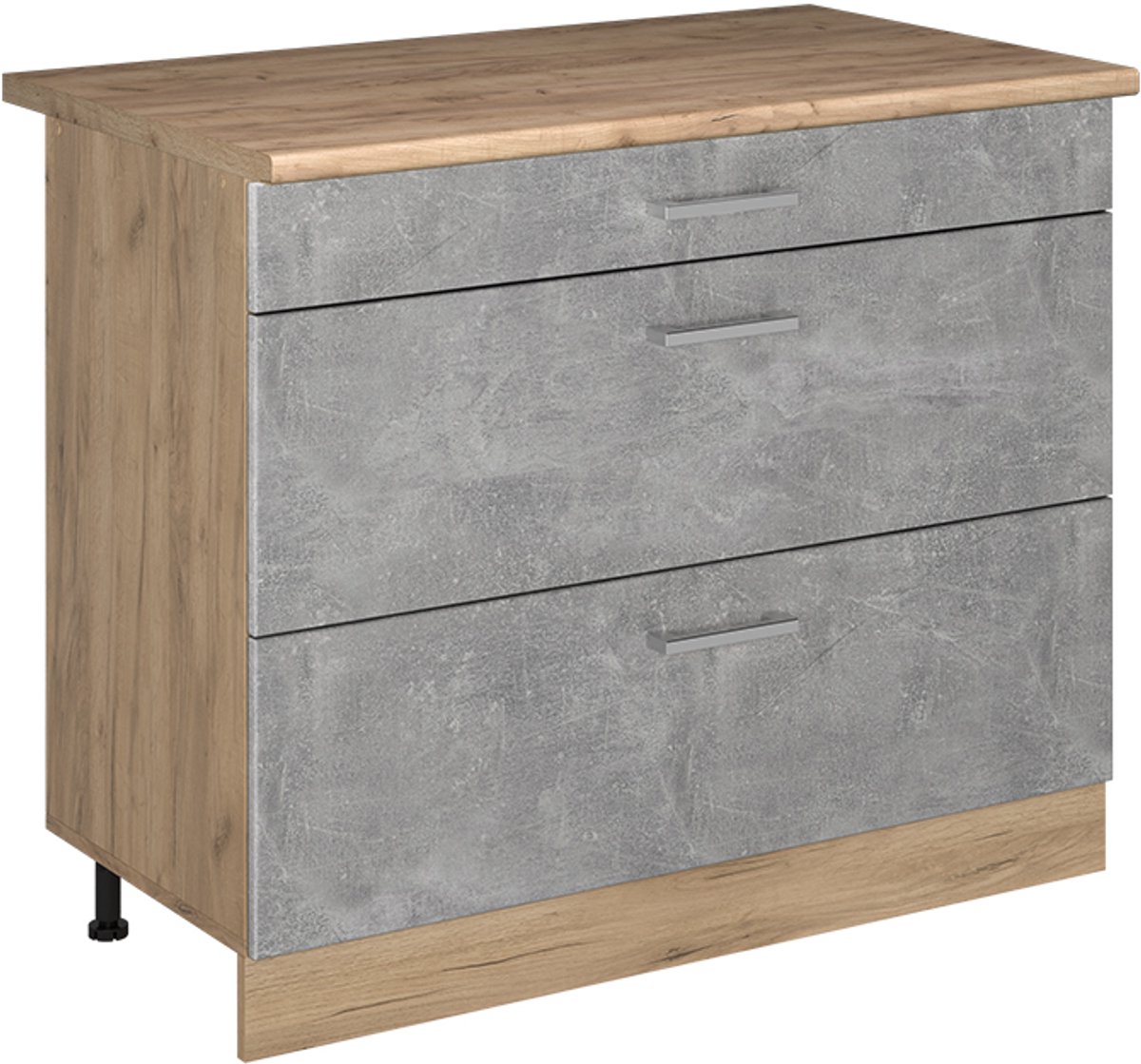 Vicco Keukenonderkast R-Line, Beton/Goudkleurig Eiken, 100 cm goudkleurig eiken werkblad