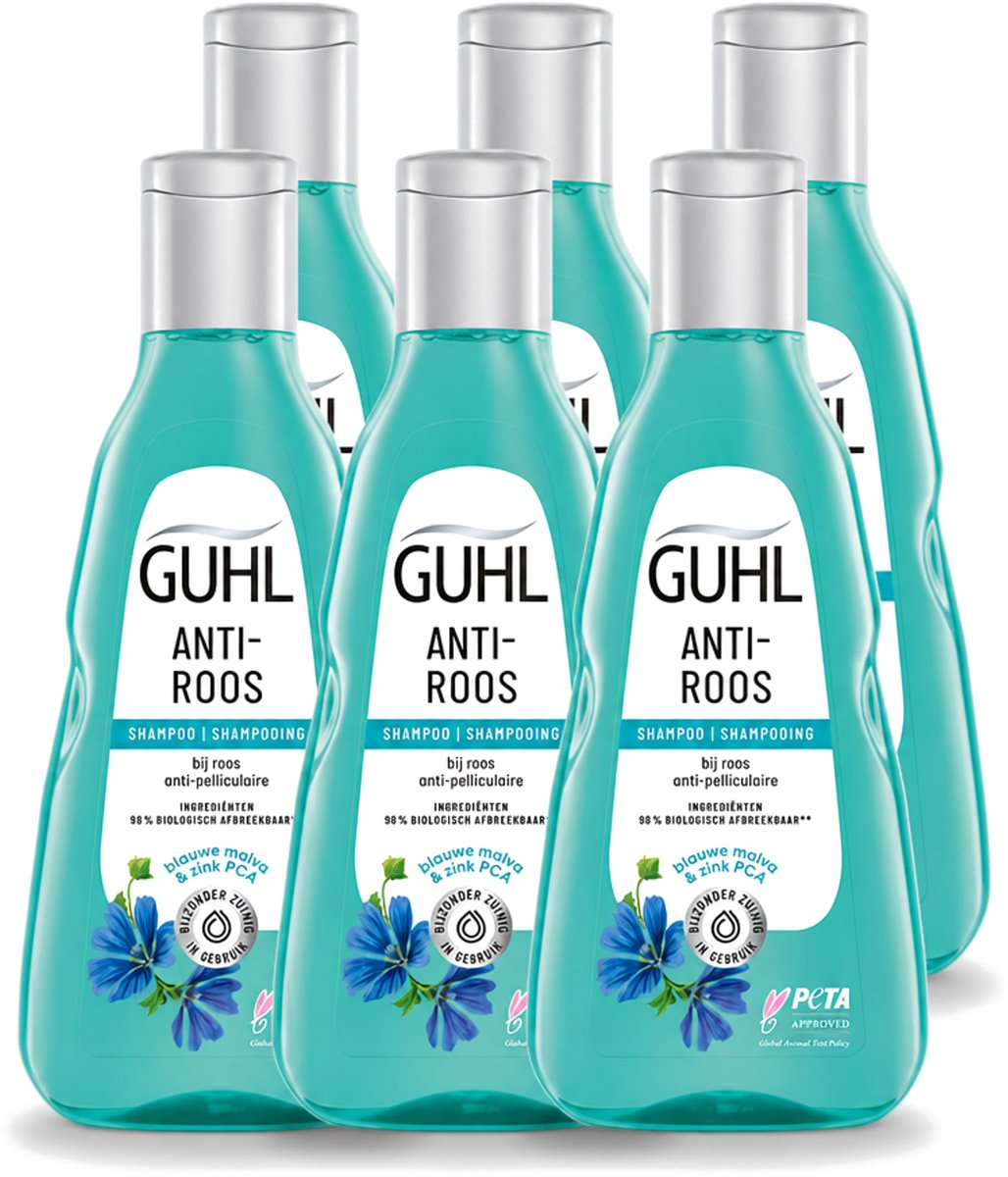 6 x Guhl - Shampoo - Anti-Roos - 250 ml - Voordeelverpakking - 6 stuks