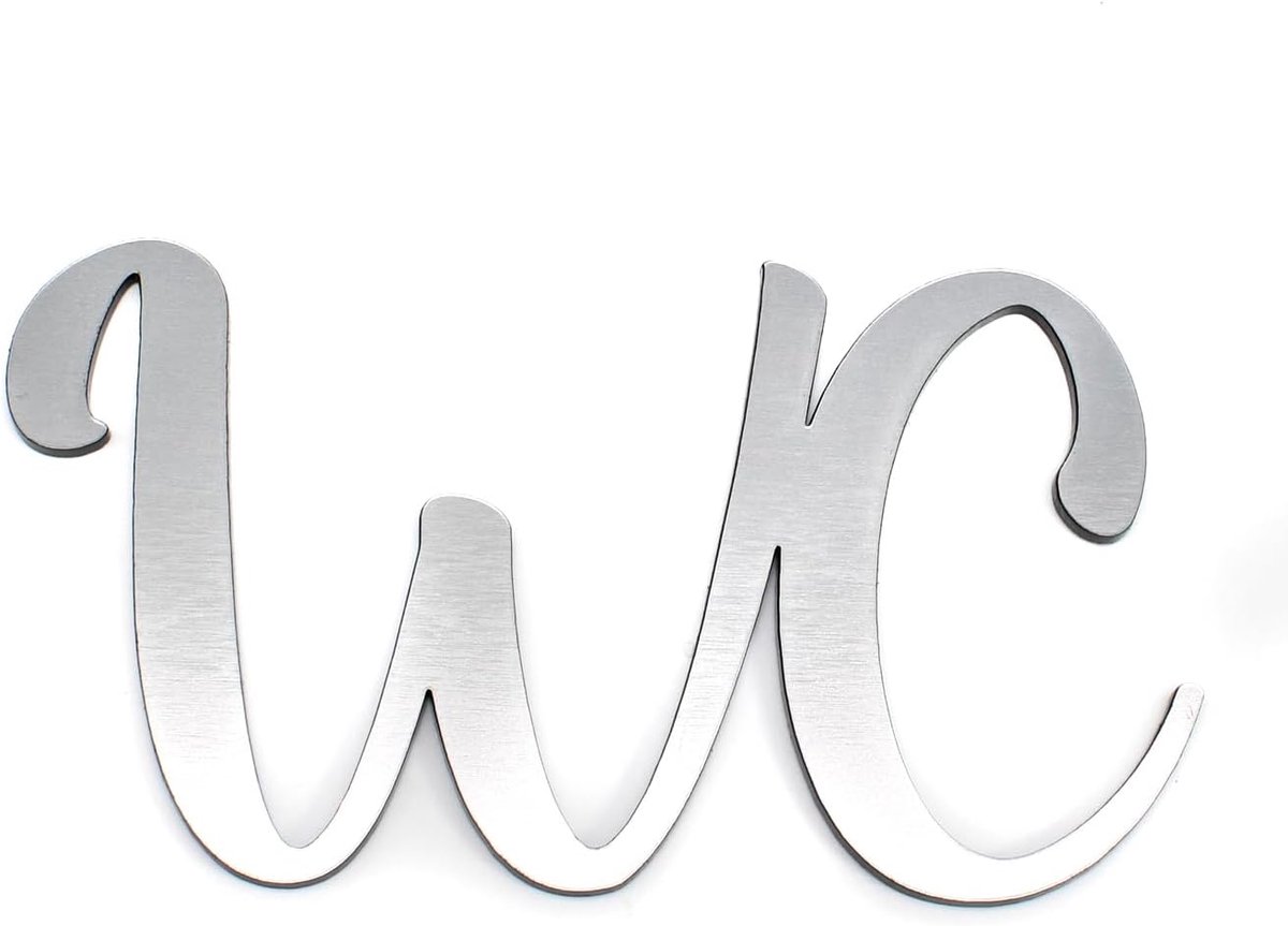Opschrift WC zilvergrijs kunststof deurbord bord zelfklevend letters weerbestendig deurdecoratie (WC)