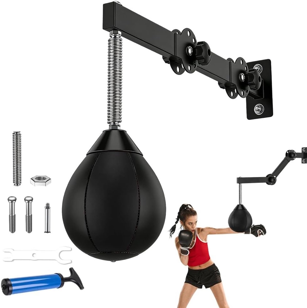 Verstelbare Hangende Bokszak, Opvouwbare Stootbal voor Reflextraining en Fitnessoefeningen
