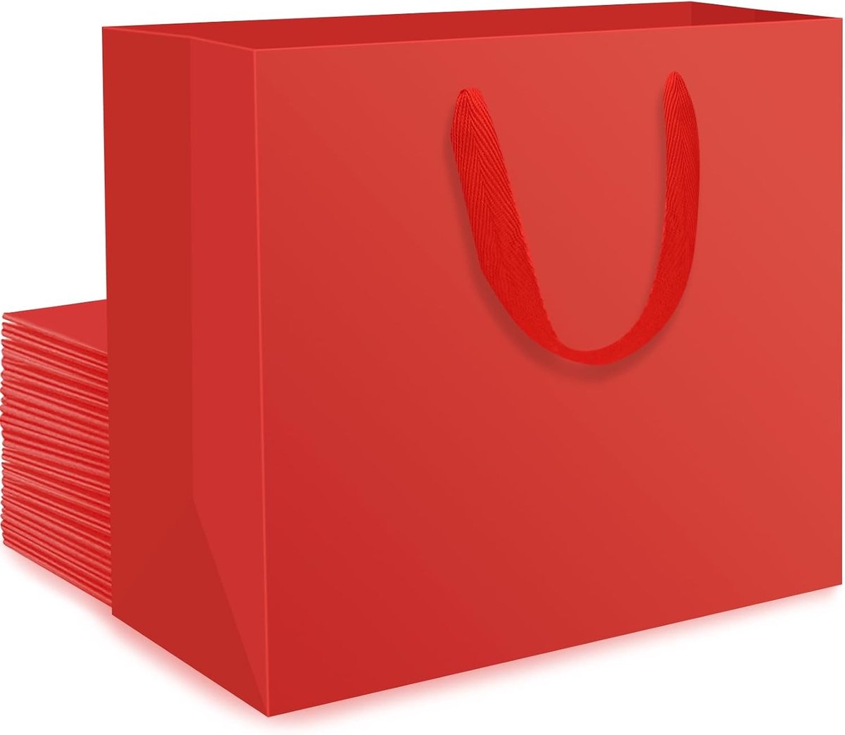 Grote Rode Papieren Cadeautassen - 20 Stuks 230GSM Stevig Papier - Ideaal voor Verjaardag, Bruiloft en Feestjes - Afmetingen 32x11.5x28cm
