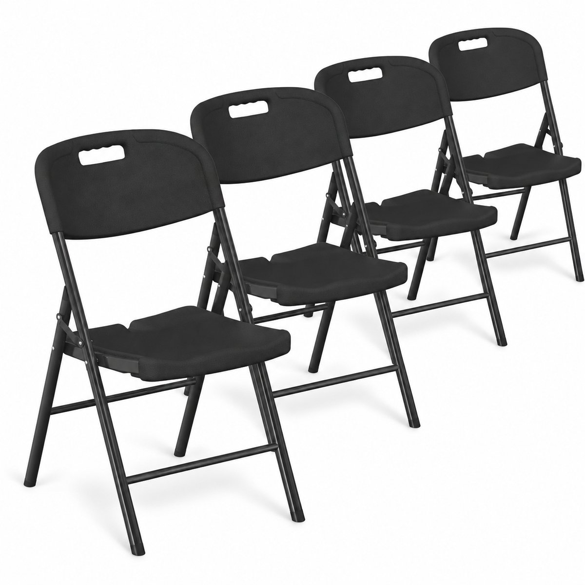 ADSafety Klapstoelen Set van 4 - Vouwstoelen Zware Kwaliteit - Weersbestendig - Tot 200 kg - Opvouwbare Stoelen - 46 x 51 x 86 cm - Zwart