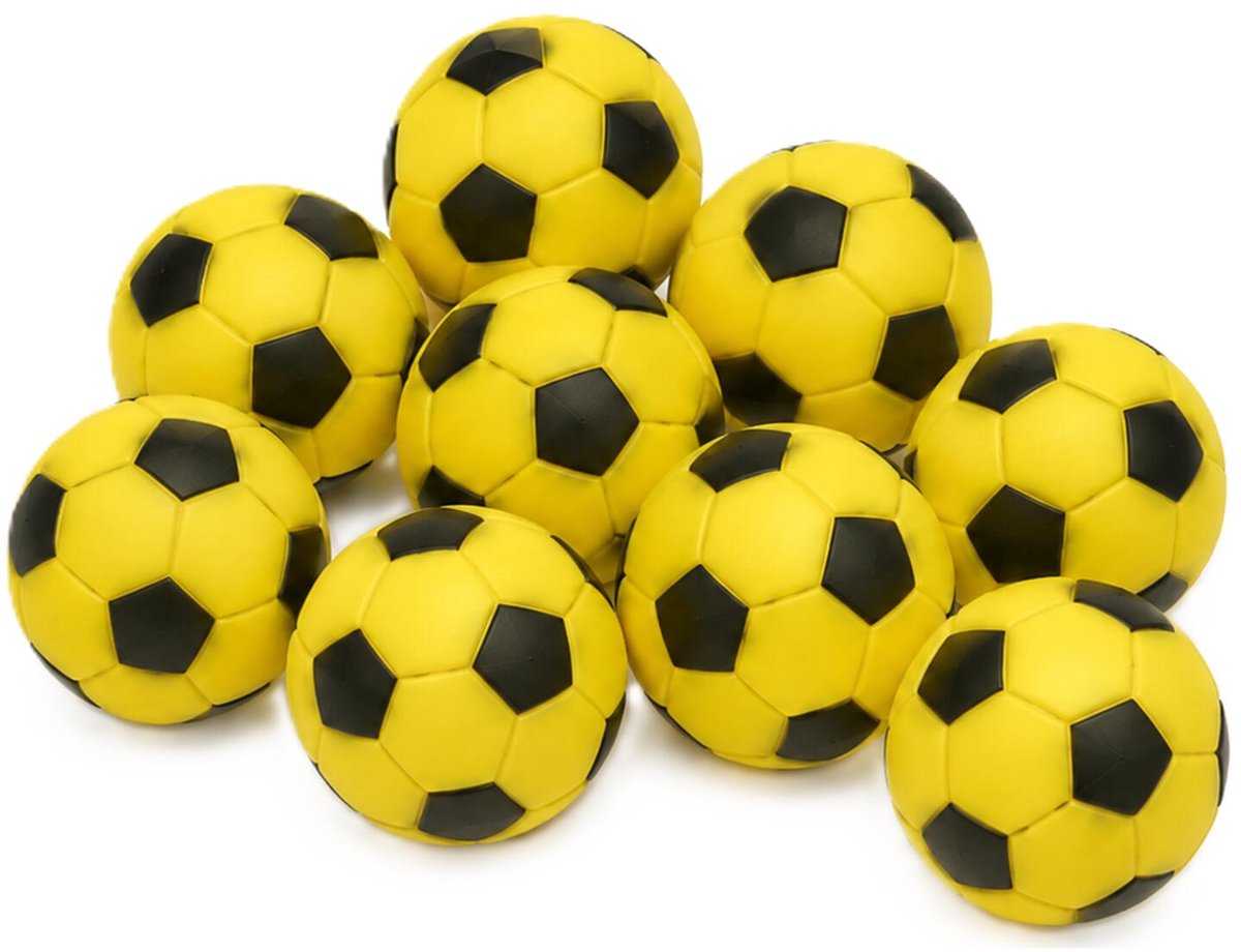 Bellatio Decorations Tafelvoetbal balletjes - 5x stuks - geel - D32 mm - mini voetballetjes - reserve ballen
