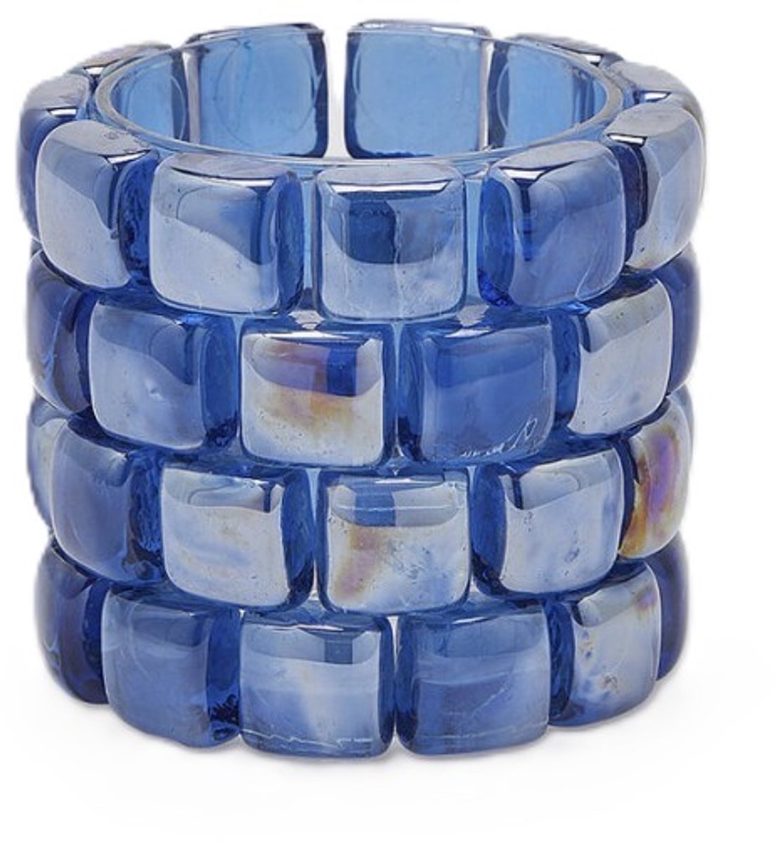 EDG - Waxinelichthouder - Glas - blauw - D12 x H10 cm - Opening 8 cm