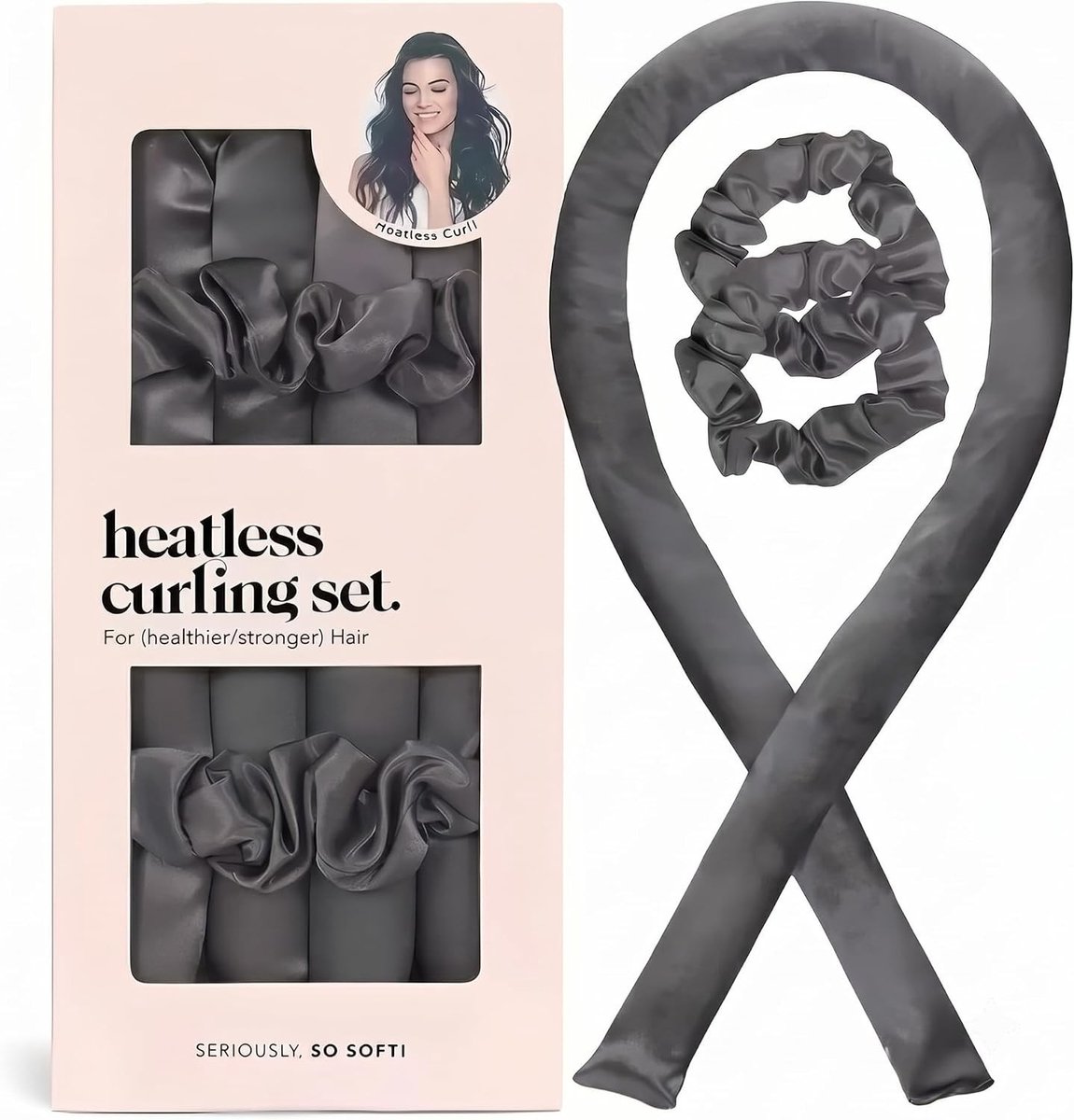 Zijdeachtige krulrollers voor hittevrije krullen - 86 cm haarrollers met 2 scrunchies voor een comfortabele nachtrust zonder schade aan je haar