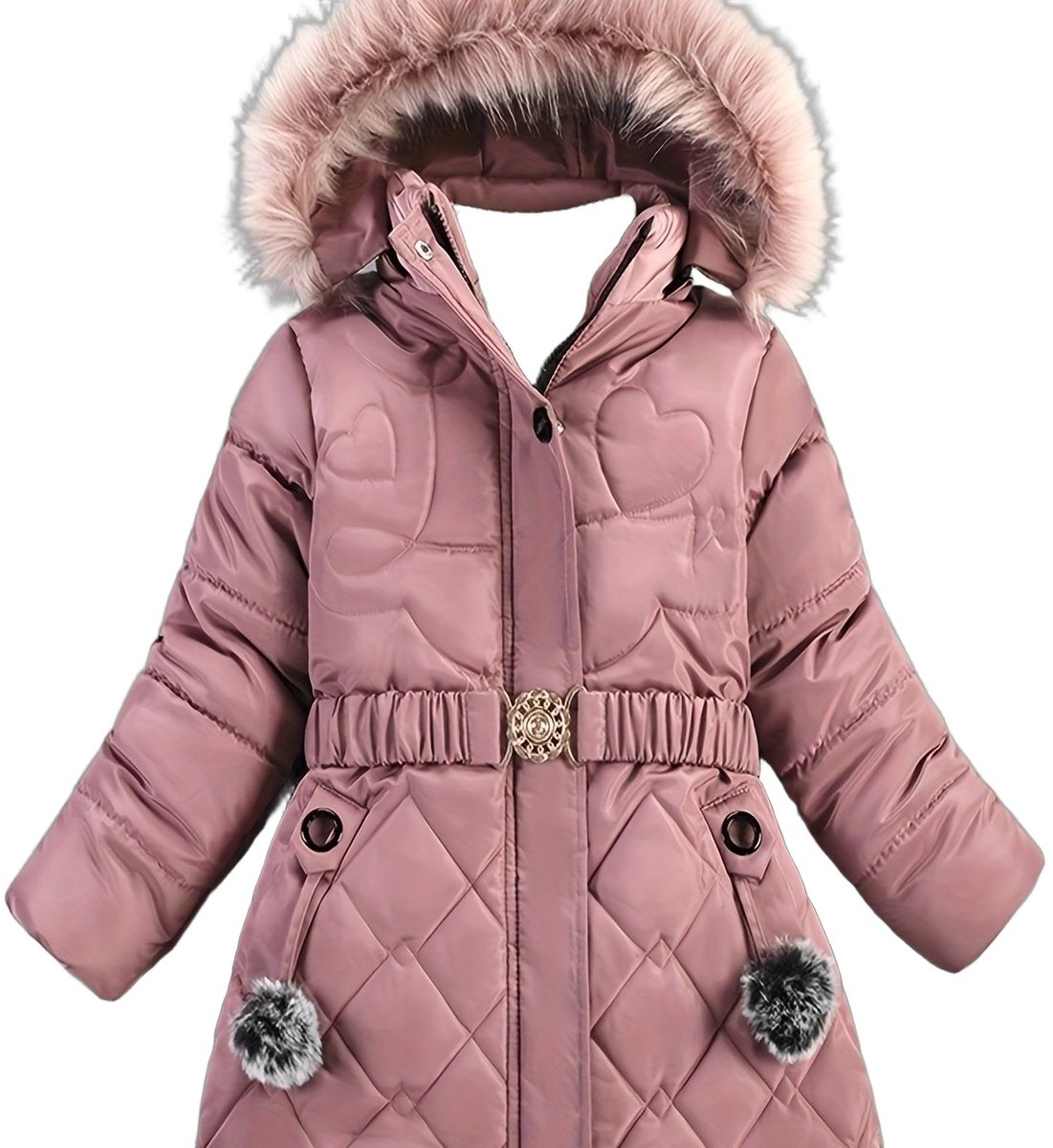 Currero Winterjas Parka Meisjes Lange Jas Meisje Wintermantel Overjas Gewatteerd Waterdicht Winter Stijlvol Mantel Kinderen 7-8 Jaar Perzik