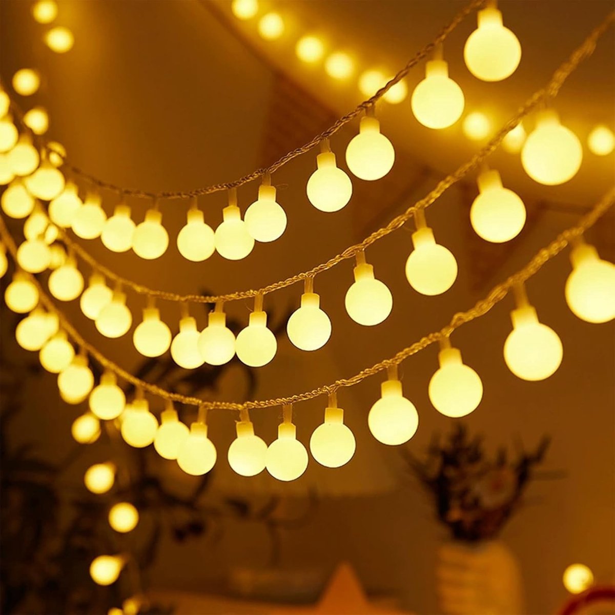 10 m 80 LED Fairy Lights Buiten met Batterij - 2 Modi voor Sprankelend en Continu Licht - Warm Wit voor Bruiloft, Feest, Kerst, Tuin, Balkon en Kamperen