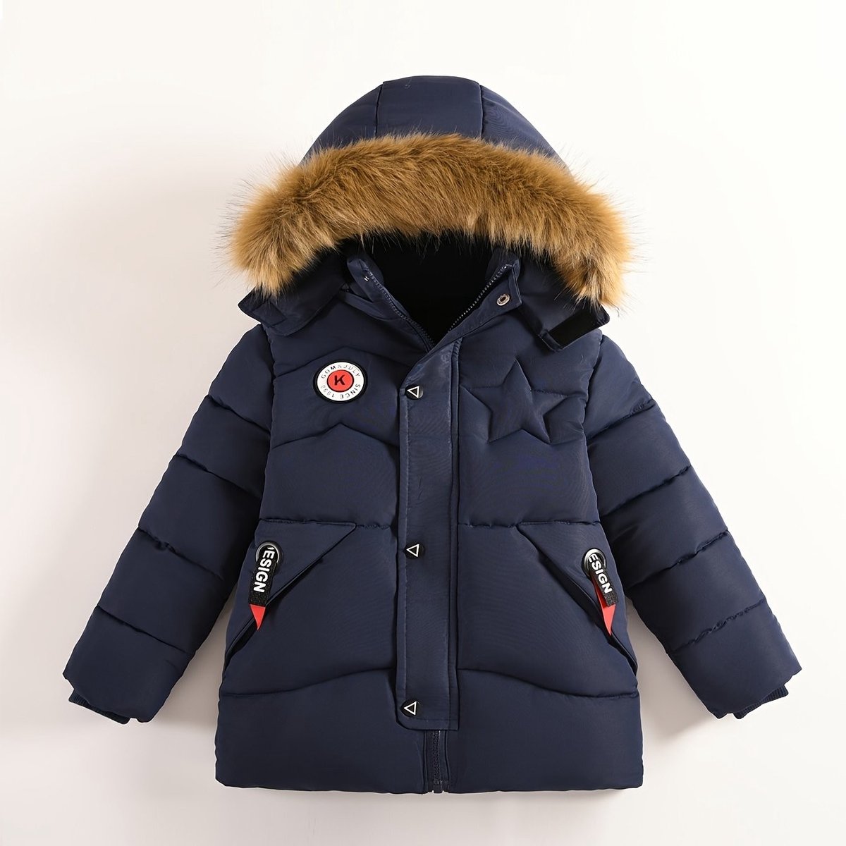 Currero Winterjas Parka Jongens Lange Jas Wintermantel Overjas Gewatteerd Waterdicht Winter Stijlvol Mantel Kinderen Zee 4-5 Jaar Blauw