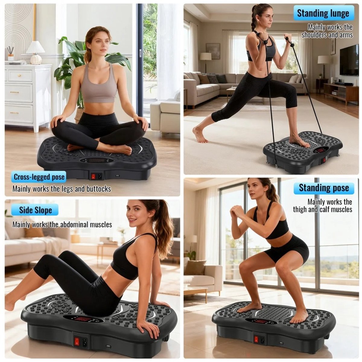Heidat trilplaat - Bluetooth speaker en Afstandsbediening - 5 programma`s - Inclusief Fitness Weerstandbanden - Tot 150 kg