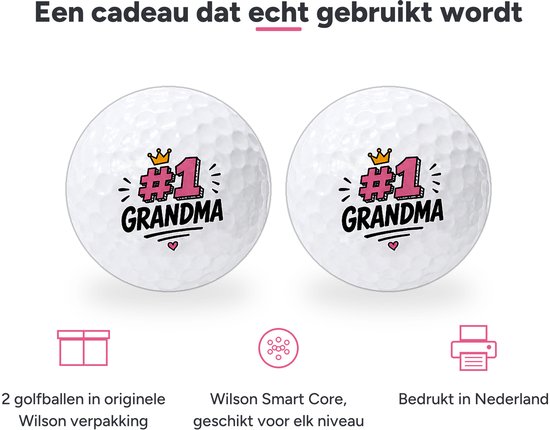 Wilson Golfballen Best Grandma - Oma Golf Cadeau - 2 stuks - Bedrukte Golfballen van Wilson — afbeelding 3