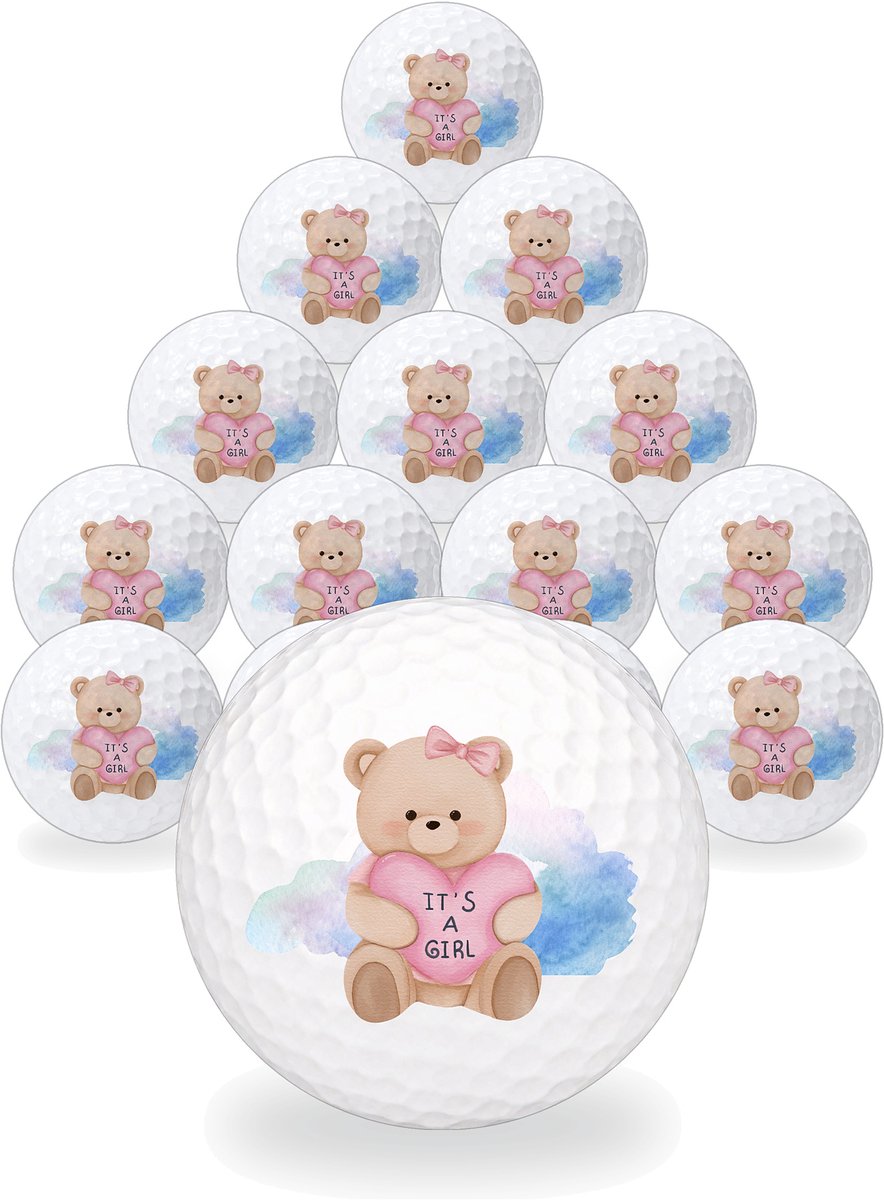 Wilson Golfballen It's a Girl Teddybeer - Geboorte Golf Cadeau - 15 stuks