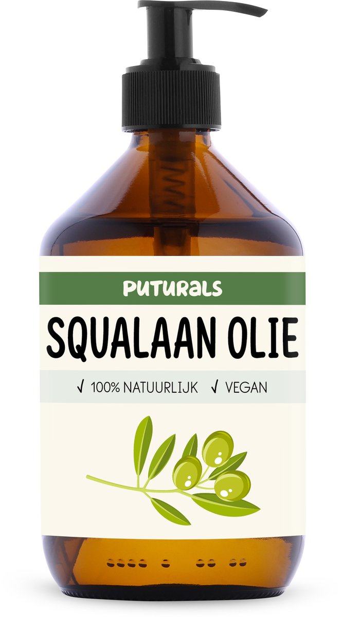 Squalaan Olie 100% Natuurlijk - 500 ml - Koudgeperst & Plantaardig - Squalane Olie Huidolie uit Olijven - Squalaan Olie Voor Huid, Haar & Lichaam