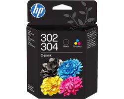 HP 302/304 - Tri-color - Black - 2-Pack
