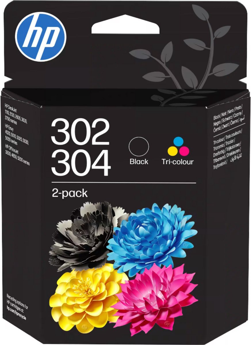 HP 302/304 - Tri-color - Black - 2-Pack