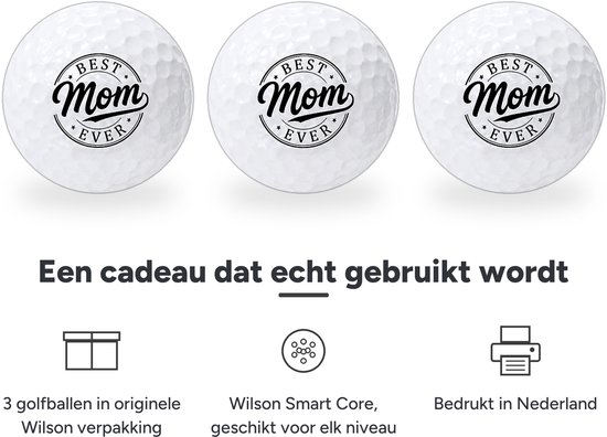 Golfballen Best Mom Ever - Moederdag Golf Cadeau - 3 stuks - Wilson - Bedrukte Golfballen van Wilson — afbeelding 2