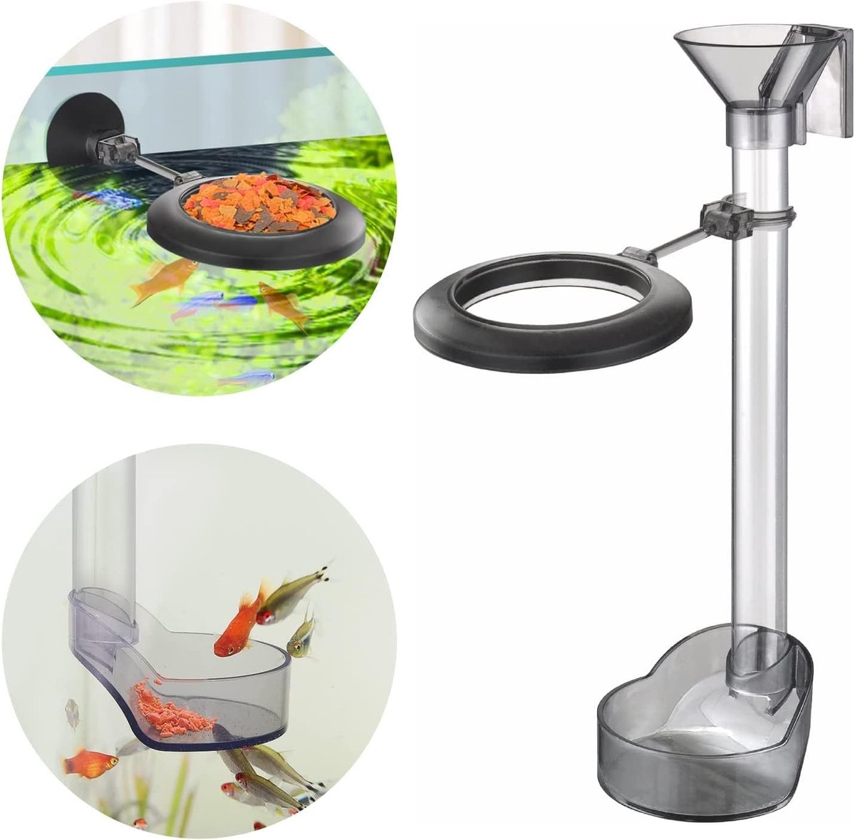 Aquariumvoederset, garnalen, voederschaalset met voederring, reinigingsborstel, voederring aquarium drijvend voor tropische vissen, garnalen, krabben, schelpen, betas, zeevis