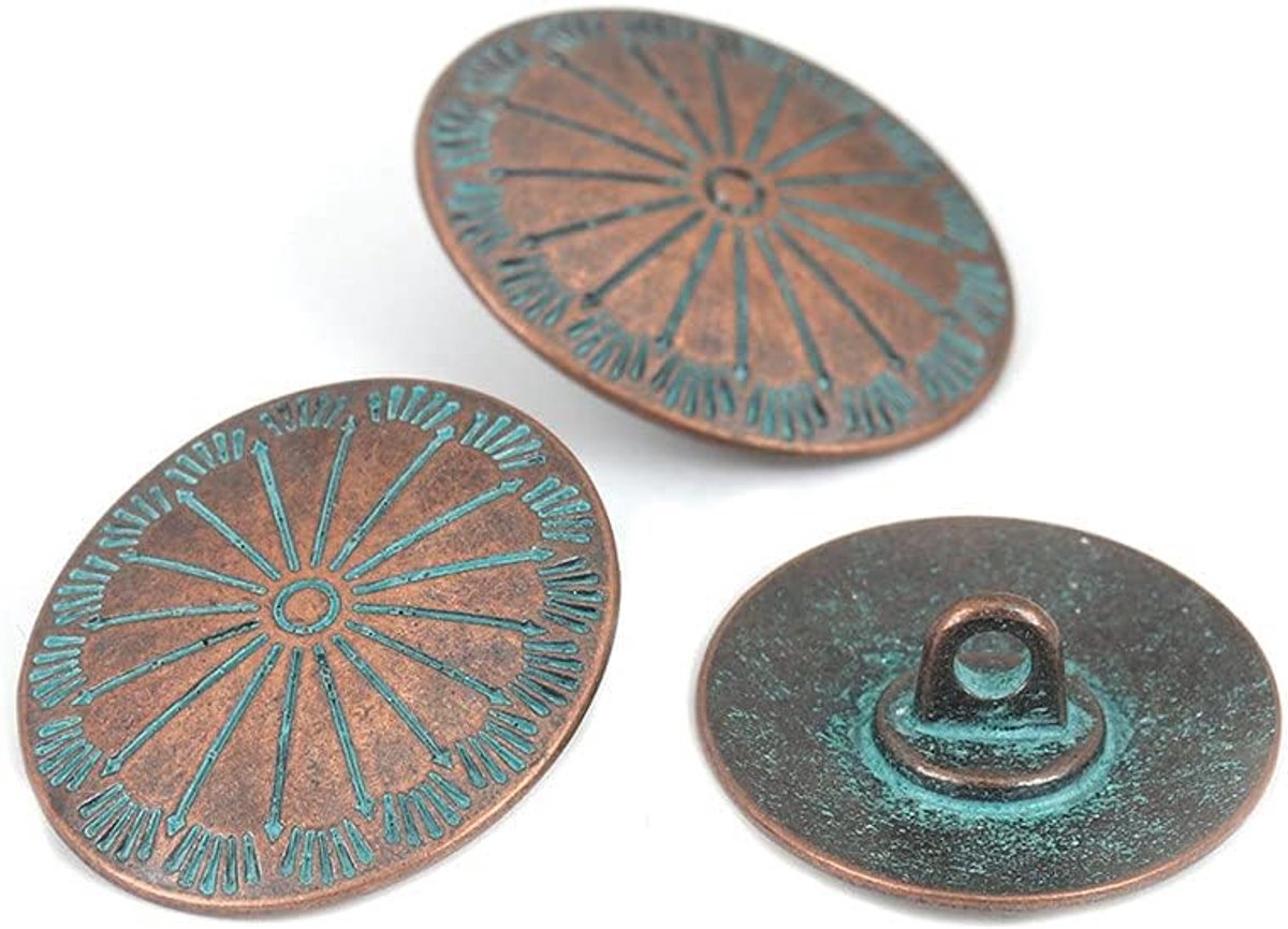 5 Stuks Vintage Gebaseerde Legering Ronde Metaal Naai Shank 25mm Knopen Antiek Koperen Kleur DIY Kledingdecoratie