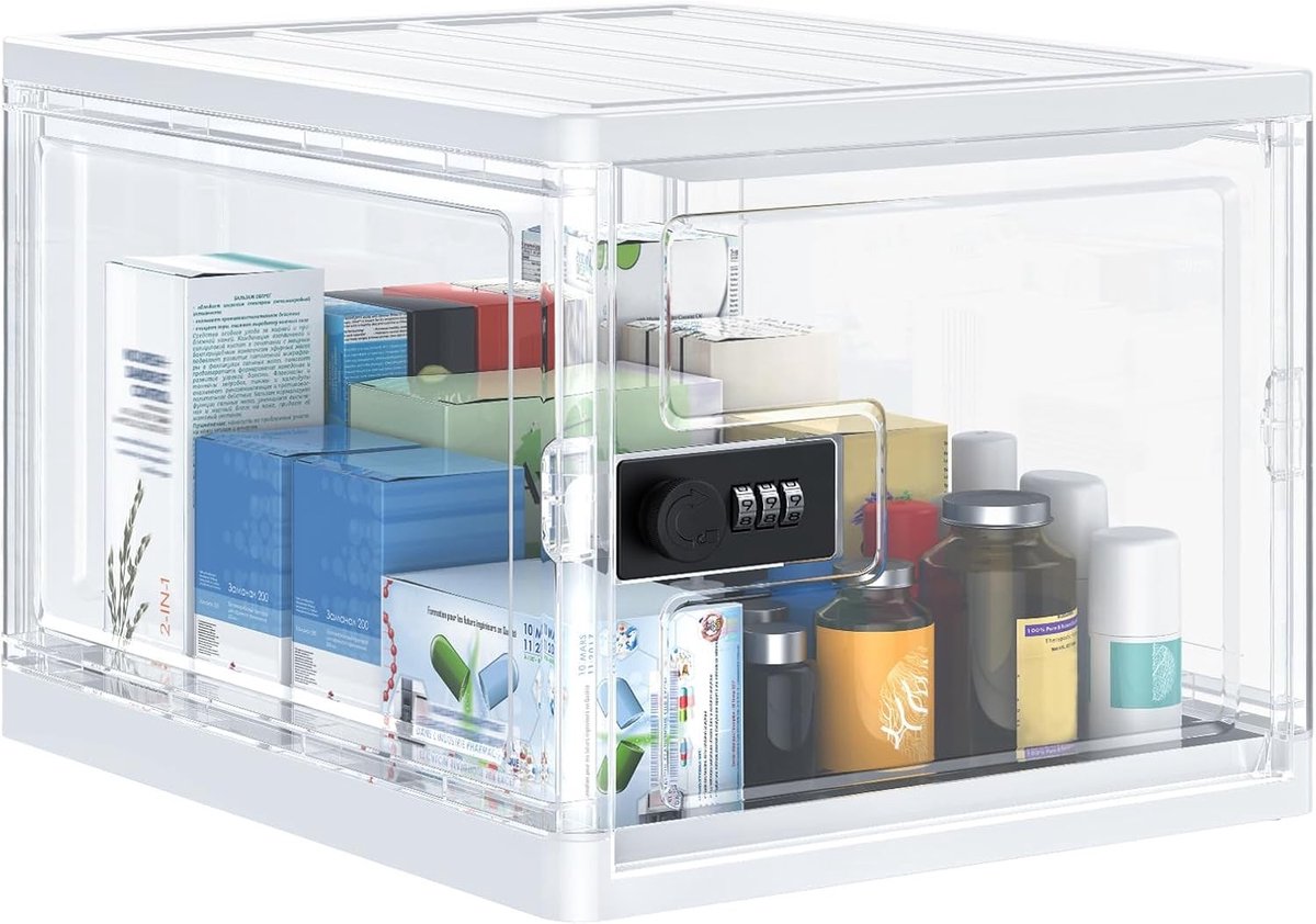Grote Lockable Medicijnbox met Combinatieslot van 13 Liter voor Persoonlijke Spullen, Voeding en Snacks