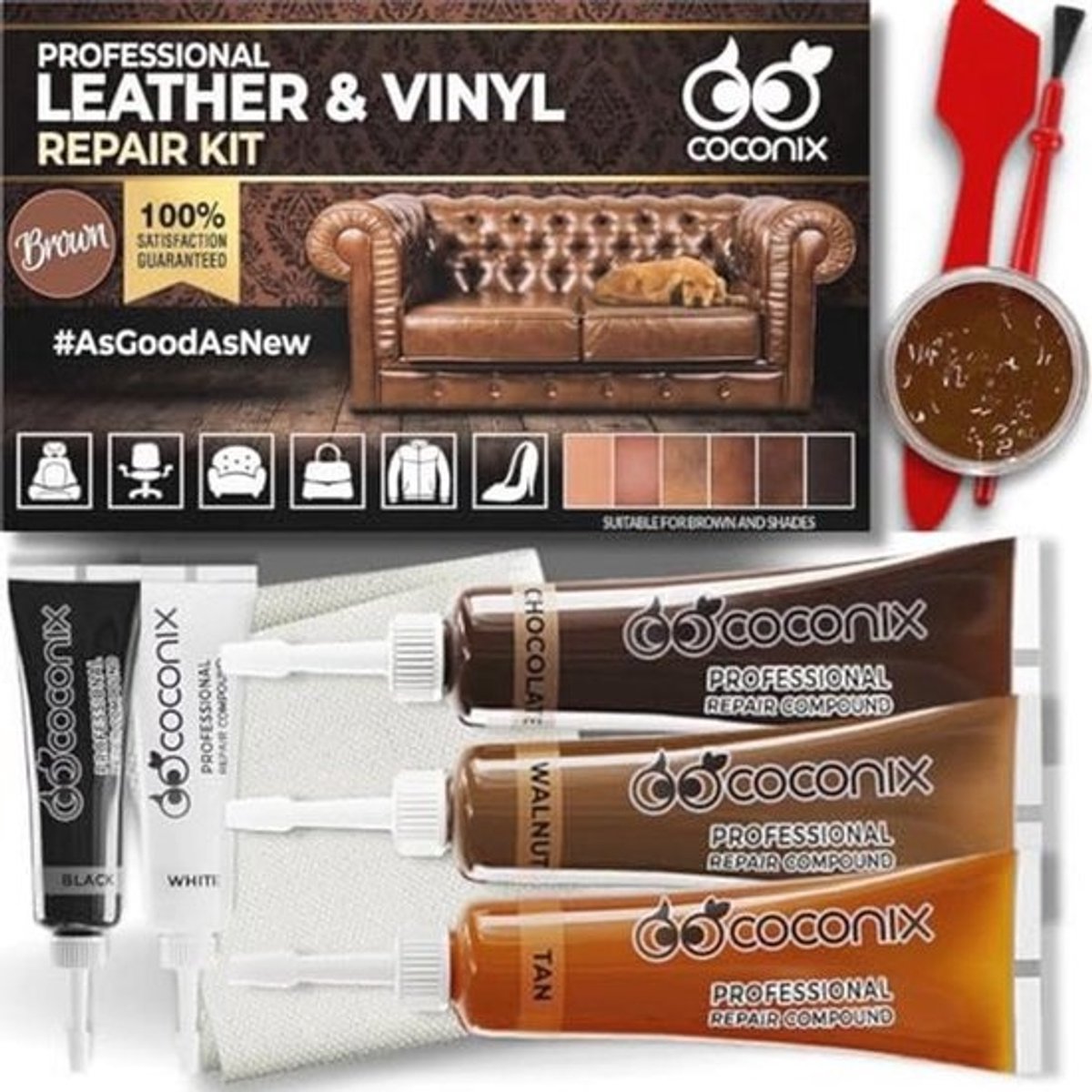 Reparatieset voor leer en vinyl - Herstel scheuren, gaten en krassen - Perfect voor meubels, autostoelen en jassen