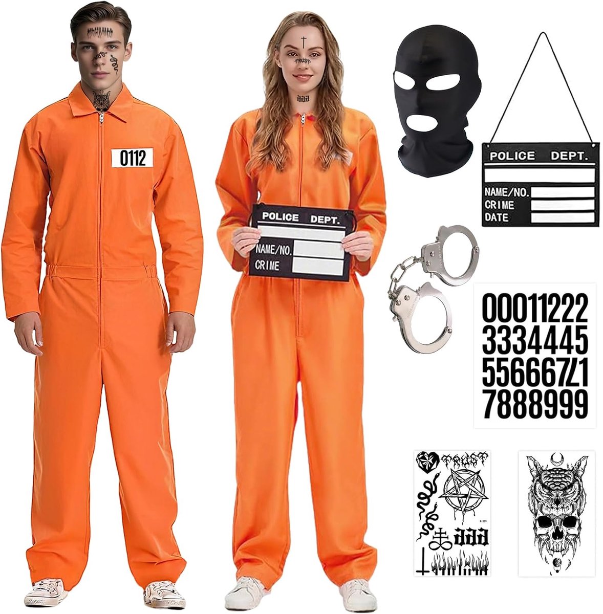 Oranje gevangenispak voor heren, oranje gevangenenkostuum voor heren, voor carnaval, Halloween, cosplay