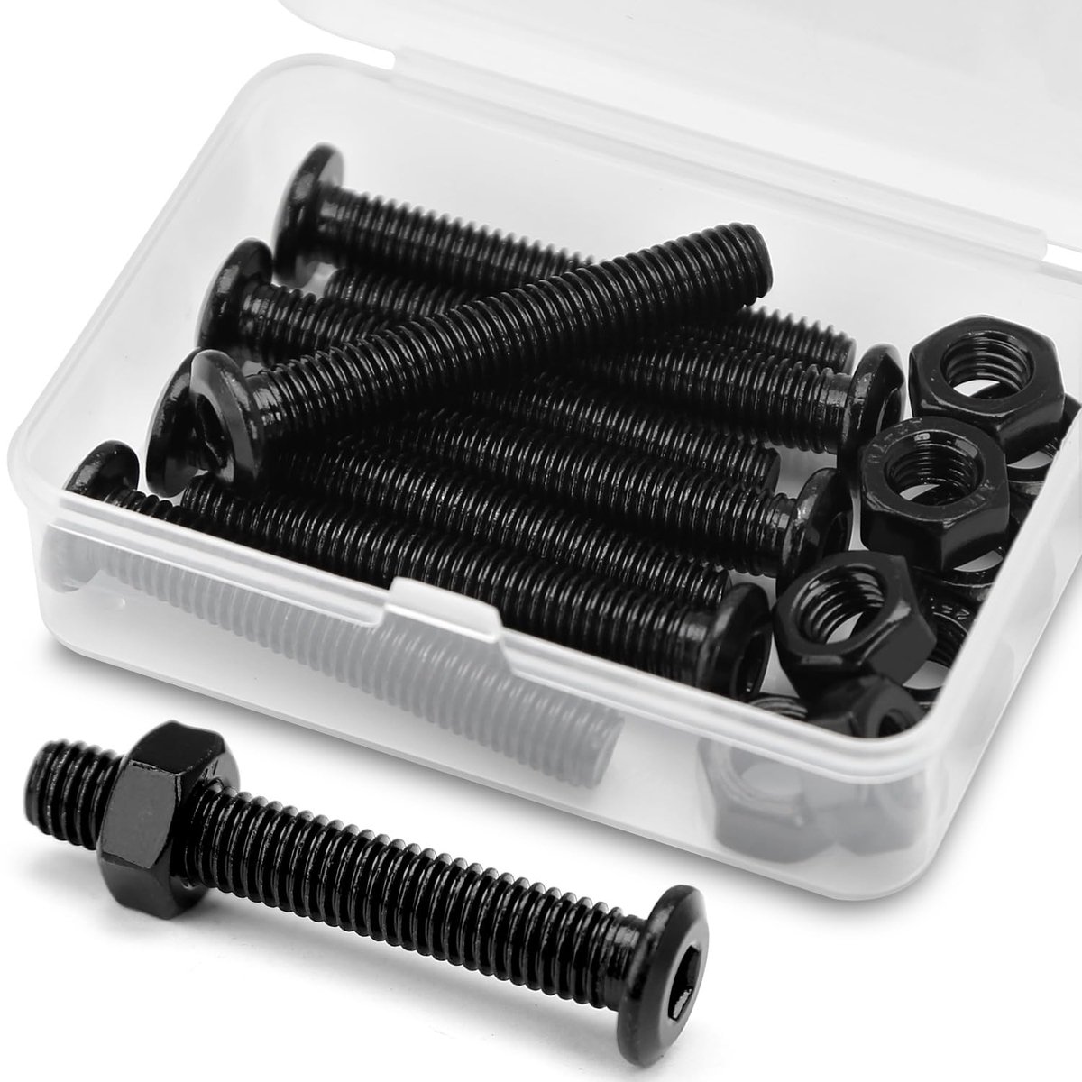 (8 groepen) bouten en moeren, set M8 x 50 mm, roestvrij staal, 304 zwart oxide, meubelschroeven, meubelbevestigingsschroeven