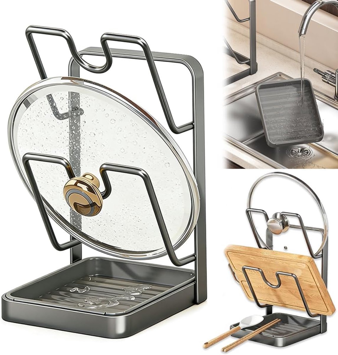 Pannendekselhouder, Pannendeksel organizer, Stks Pan Deksel Houders, Dekselopslag, Pot Lid Holder With Tray, Kitchen Pot Lid Storage Rack, Pannen Potdekselopslag