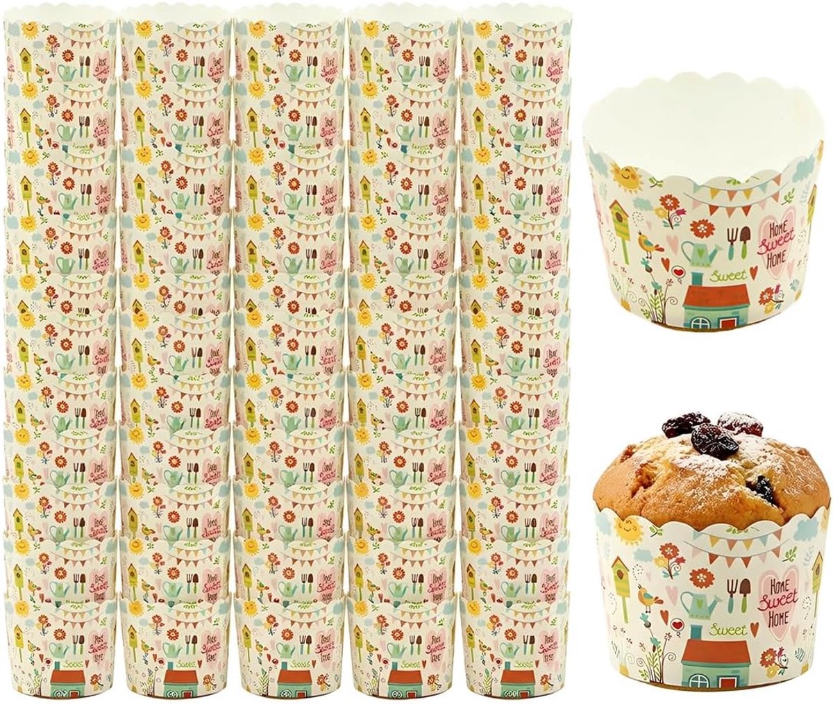 50 muffinvormpjes, papier, muffinvormpjes, creatieve cupcake-vormpjes, voor gebak, verjaardag, evenementen
