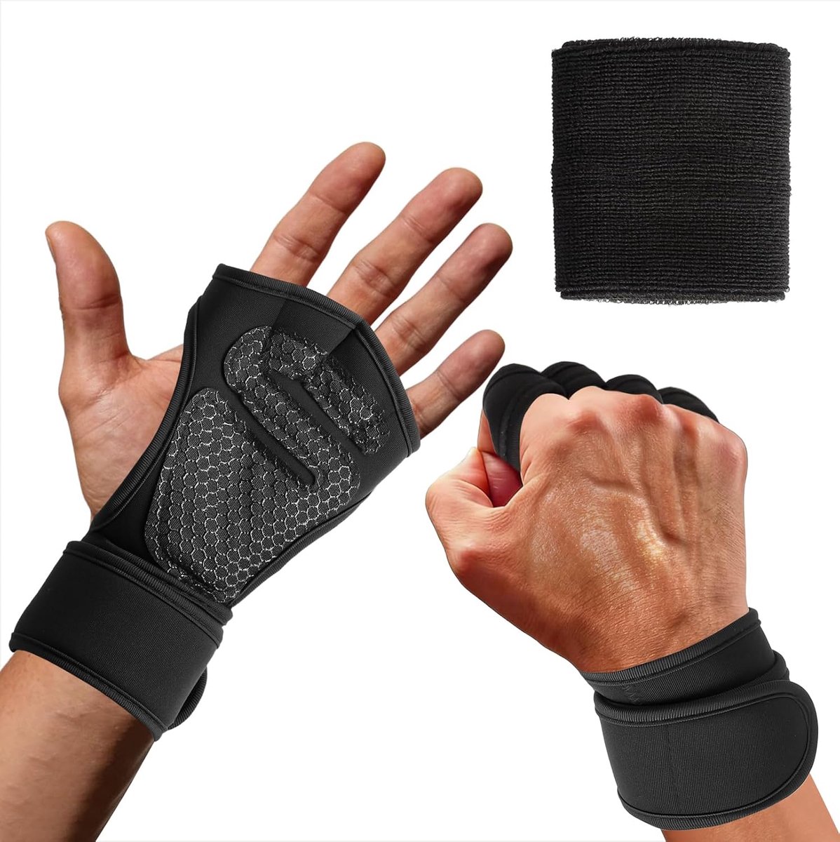 1 paar fitnesshandschoenen voor heren, antislip trainingshandschoenen voor dames met polsbescherming, sporthandschoenen, gymhandschoenen, krachttraining voor training, pull-ups, calisthenics