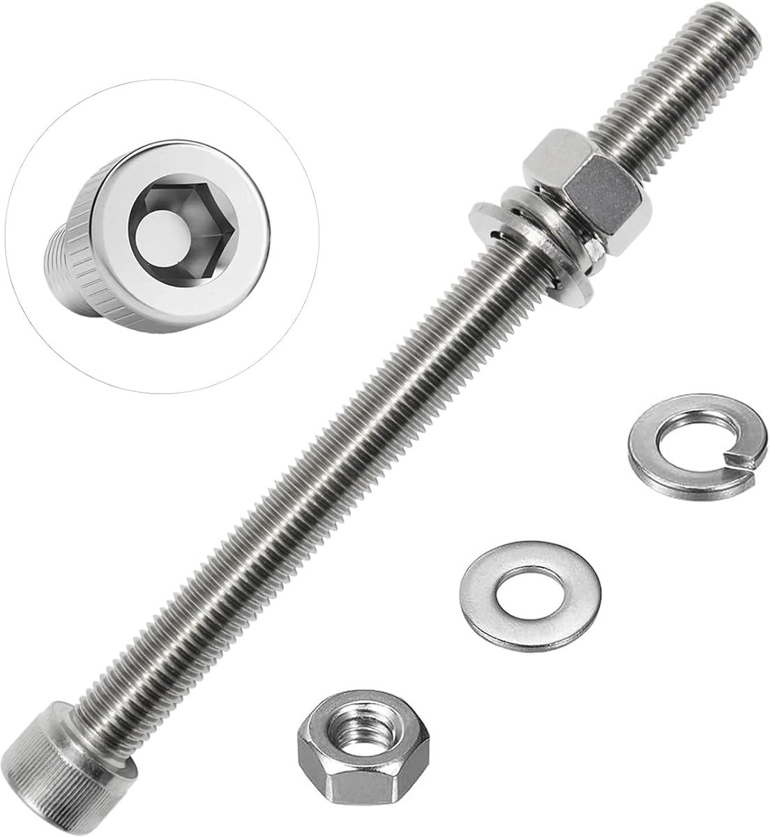X 190 mm cilinderschroef met binnenzeskant 1 stuk volledige schroefdraad