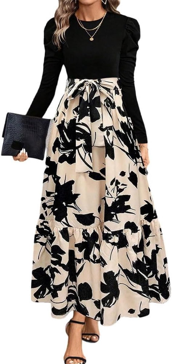 Damesjurk met bloemenprint, korte mouwen, ronde hals, elegante jurken met ruches zoom, zomerjurken voor cocktailparty's