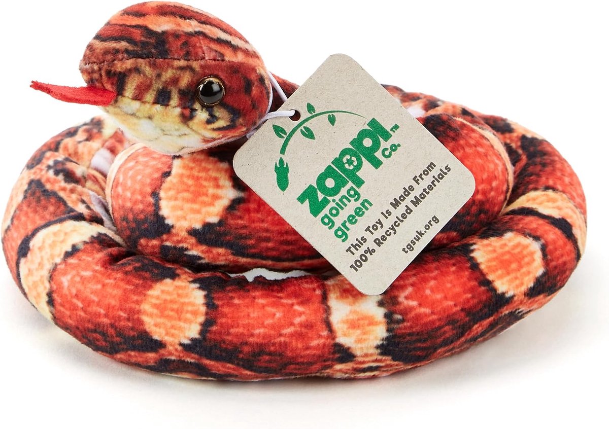 Co 100% gerecycled pluche oranje/zwarte korennatter, slangenspeelgoed (100 cm lengte) zacht knuffeldier, oranje voor pasgeborenen