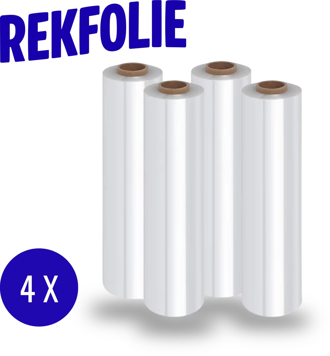 Wikkelfolie 450mm x 200m – 4 Rollen – Rekfolie Transparant – Zelfklevend Stretchfolie – Handwikkelfolie voor Pallets, Verhuizen & Dozen