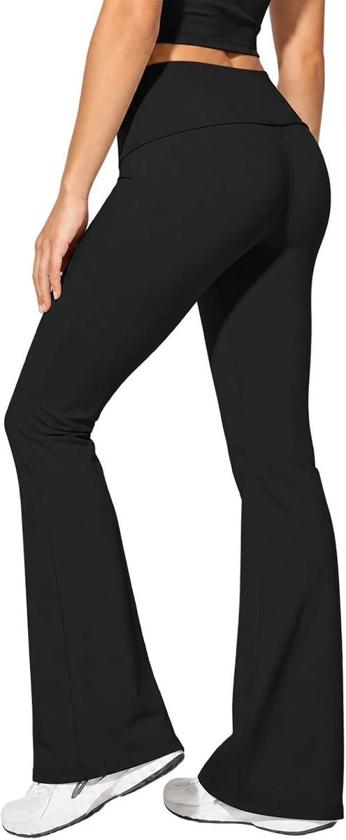 Sportlegging voor Dames, met Omgeslagen Tailleband, Yogalegging, Flared, Hoge Taille, Buikcorrigerend, Elastische Vrijetijdsbroek, Yogabroek voor Dames