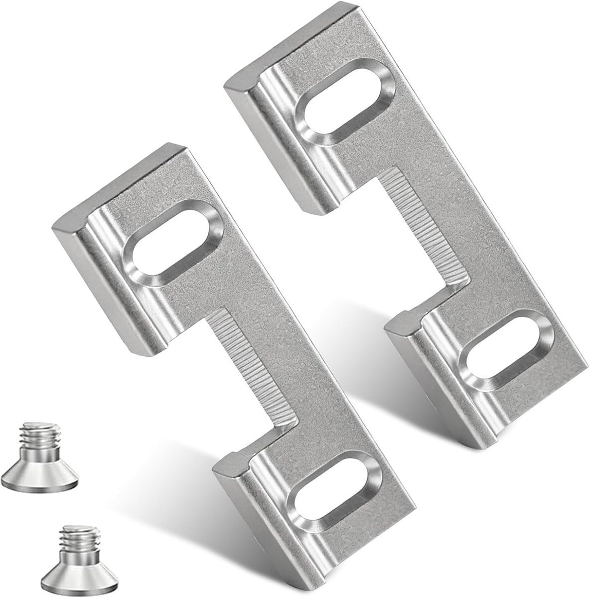 Set van 2 vervangstukken voor verstelbare sluitplaten 46 x 14,4 x 9 mm - Inclusief 4 schroeven, geschikt voor valafdekking, gatenafstand 32 mm, ideaal voor deurbeveiliging en sluitmechanismen