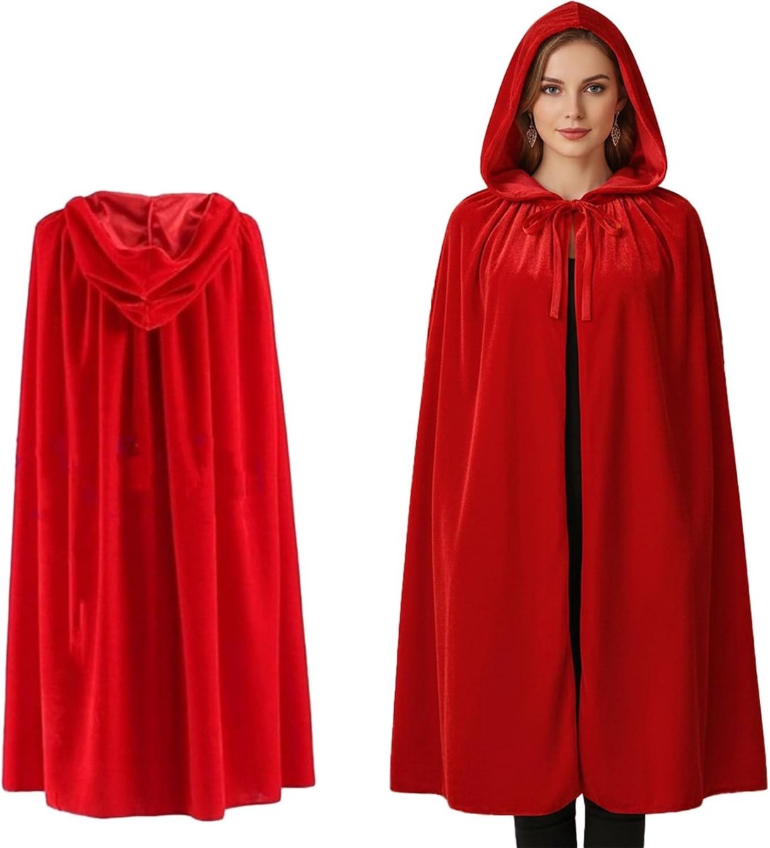Rode Vampier Cape met Kap voor Halloween, Carnaval en Verkleedfeest - Perfect voor Rollenspel en Feestkleding